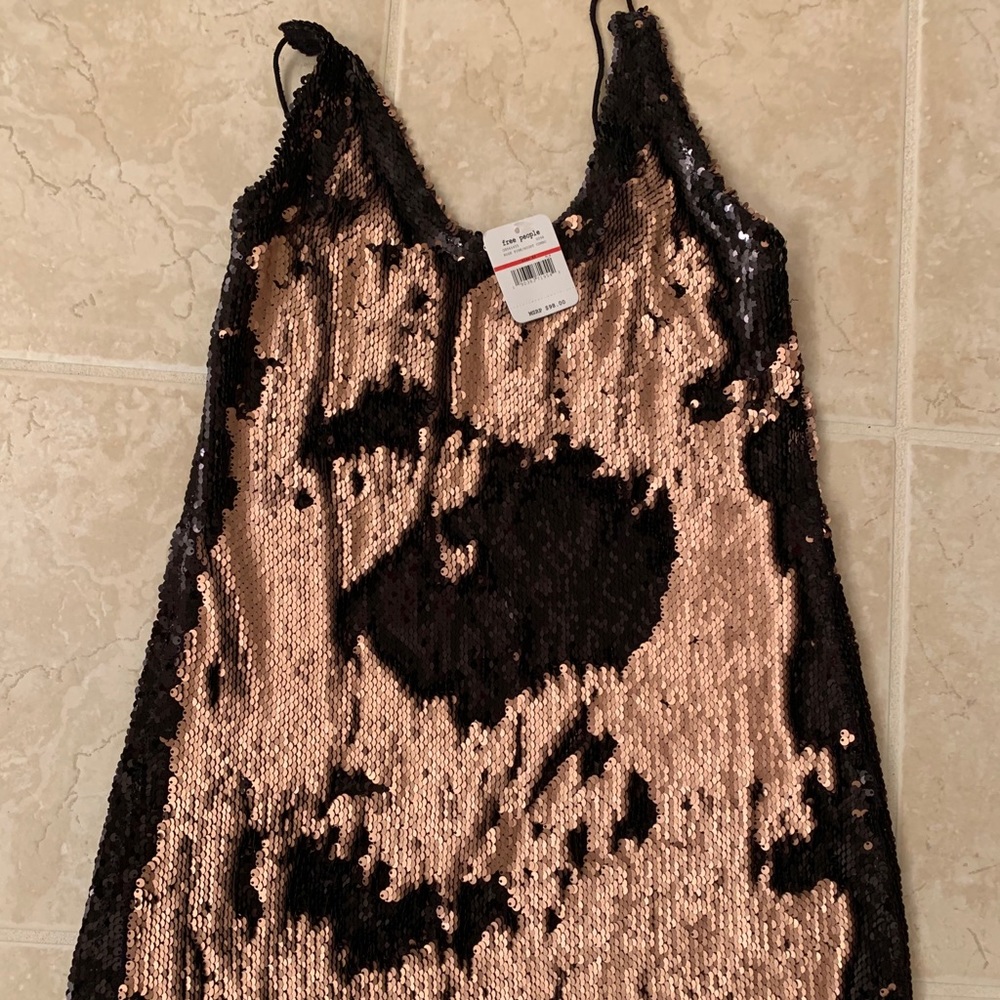 Free People Reversible sequined Black/Cooper top.